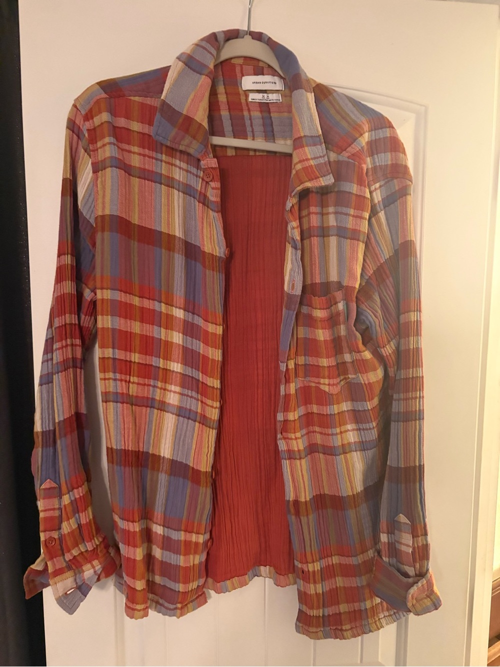 Urban Outfitters Multicolor Plaid Shirt — Red, Purple, Yellow Stripes